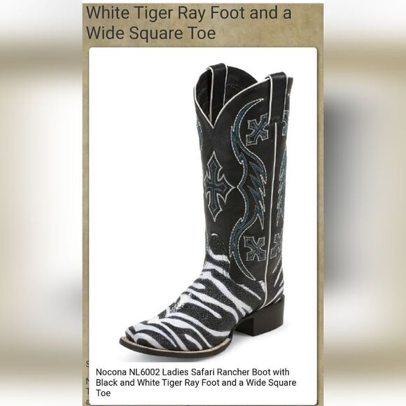 Nocona ladies safari rancher boots white tiger ray foot sz 5 can fit 5 1/2 - Picture 11 of 17